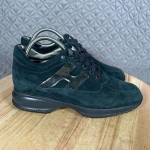 Hogan Interactive Women’s Size EU 38.5 US 8.5 Shoes Sneakers Blue Sequin Suede